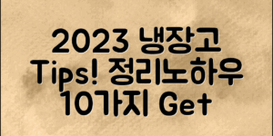 2023 냉장고정리노하우 10가지 팁!