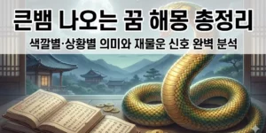 큰뱀 나오는 꿈 해몽 총정리 색깔별·상황별 의미와 재물운 신호 완벽 분석
