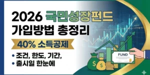 2026 국민성장펀드 가입방법 총정리: 40% 소득공제 조건·한도·기간·출시일 한눈에