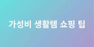 가성비 생활템 쇼핑 팁