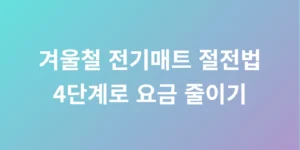 겨울철 전기매트 절전법 4단계로 요금 줄이기